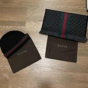 Gucci beanie and scarf